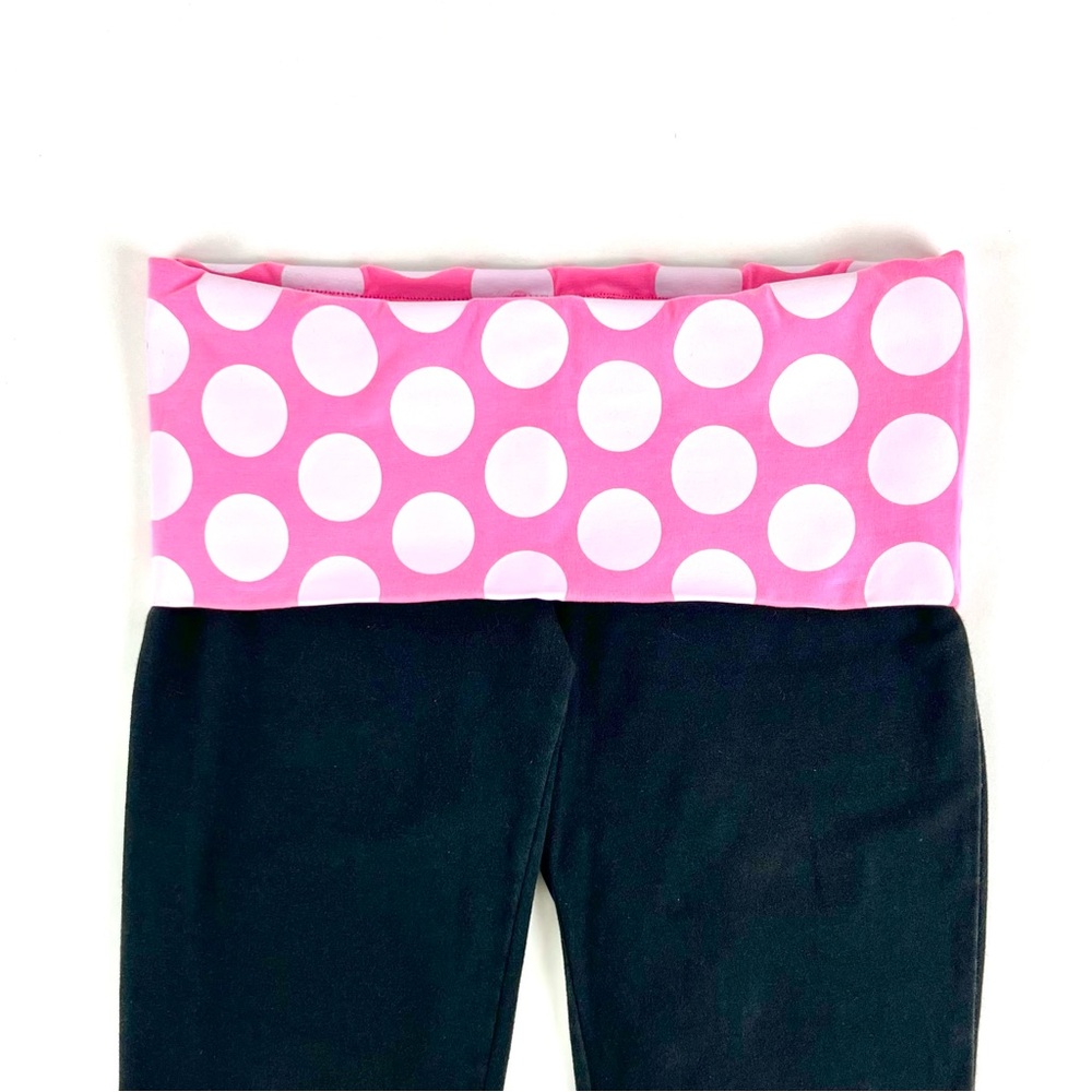 PINK Victoria’s Secret Rare Pink Polka Dot Foldover Bootcut Yoga Pants - Picture 3 of 5